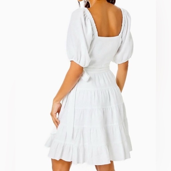 Lilly Pulitzer Iralee Short Sleeve White Wrap Linen Fit & Flare Dress Sz 10 NWT - Picture 2 of 7